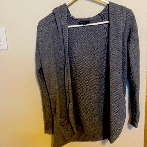 Grey knit hooded cardigan